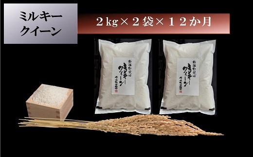 新潟県新発田産　(定期便）ミルキークイーン　2kg×2袋×12か月 計48kg