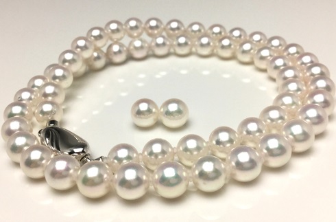 高品質アコヤ真珠ネックレスセット 6.5～7.0ミリ