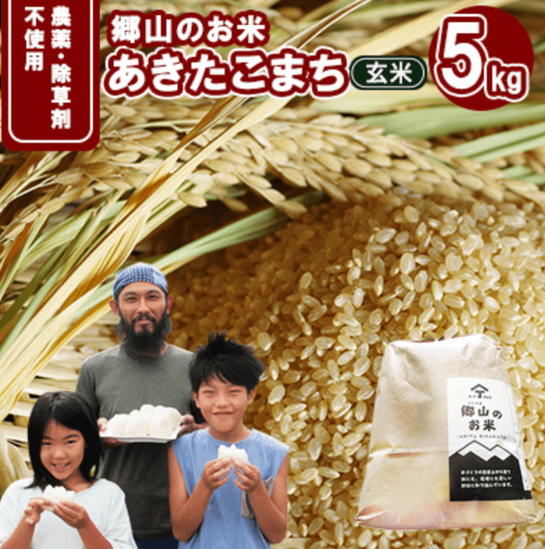 農薬・除草剤不使用 あきたこまち5kg 玄米