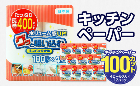 グッと吸い込むキッチンタオル100カット（4ロール×12パック）