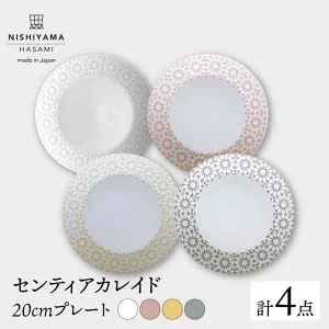 【波佐見焼】センティアカレイド 20cm プレート 4枚セット 食器 皿 【西山】【NISHIYAMAJAPAN】