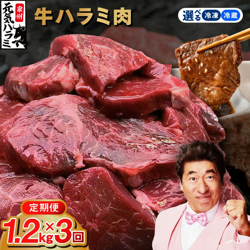 【ふるさと納税】＼定期便／ 牛肉 牛ハラミ タレ漬け 1.2kg 定期便 全3回 【毎月配送コース】大阪府 泉佐野市 送料無料 肉の泉佐野