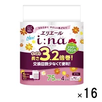 エリエール i：na（イーナ）トイレットティシュー 3.2倍巻 フラワープリント 4ロール（ダブル ）× 16パック （ 64個 ） 省スペース パルプ100％ トイレットペーパー ダブル 日用品 消耗品 トイレ コンパクトサイズ ふるさと納税 送料無料 静岡県 富士宮市