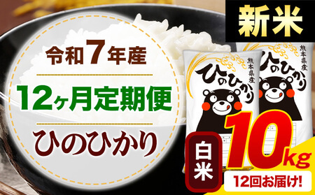 【12ヶ月定期便】新米 令和7年産 白米 ひのひかり 定期便 10kg(5kg×2袋