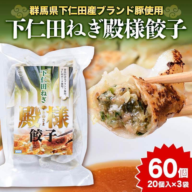 「下仁田名産シリーズ」 下仁田ねぎ殿様餃子 60個（20個×3袋）