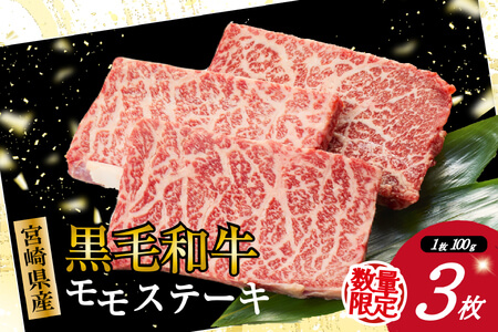 【お試し限定品】宮崎県産黒毛和牛モモステーキ3枚セット 計300g